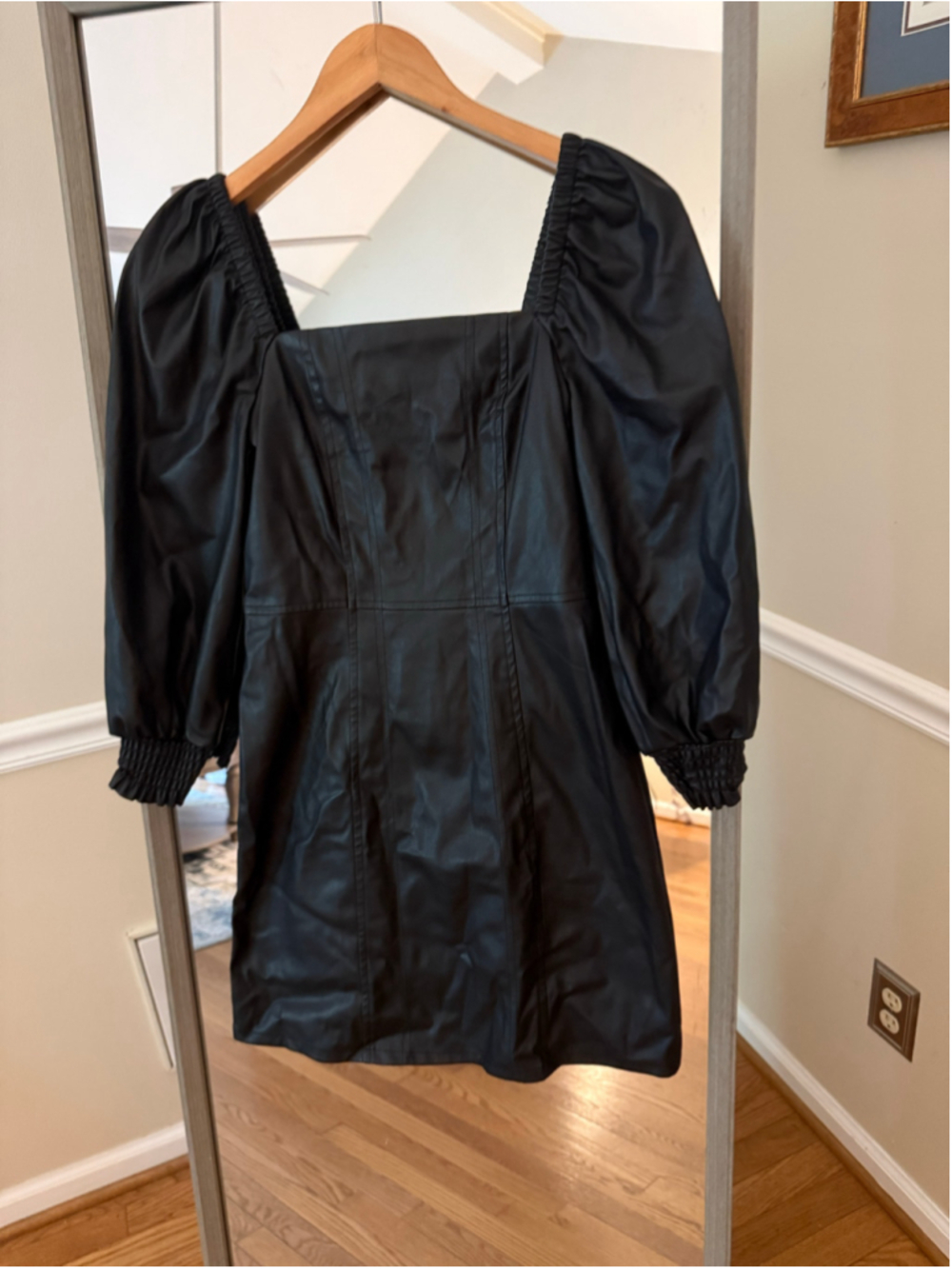Women's 7 For All Mankind Black Faux Leather Mini Dress Size XS